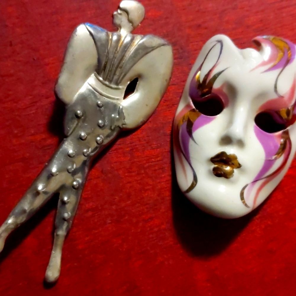 Bundle Of 2 Art Pins Classic Drama brooches